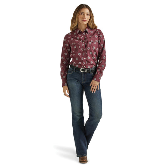 Womens Wrangler® Essential Snap Shirt - Purple