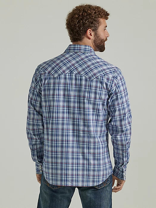 Men's Wrangler Retro® Western Snap Shirt - OLE BLUE PLAID