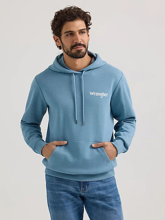 Wrangler® Pullover Hoodie- Desert Cacti- Medium Blue- Men