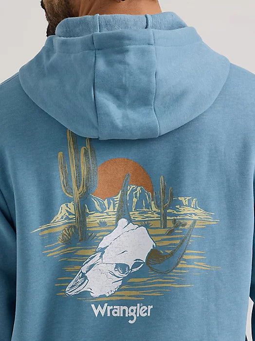 Wrangler® Pullover Hoodie- Desert Cacti- Medium Blue- Men