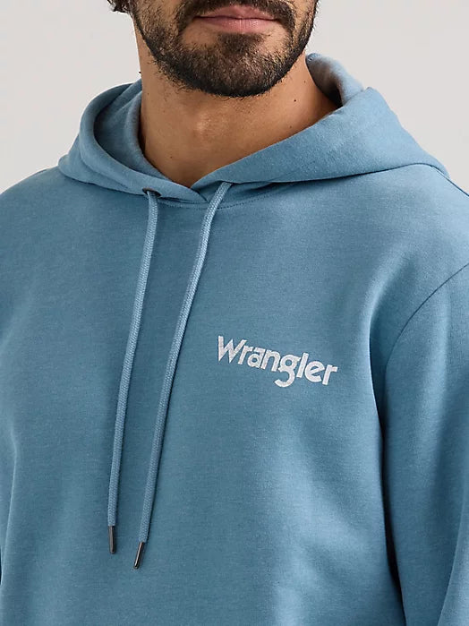 Wrangler® Pullover Hoodie- Desert Cacti- Medium Blue- Men