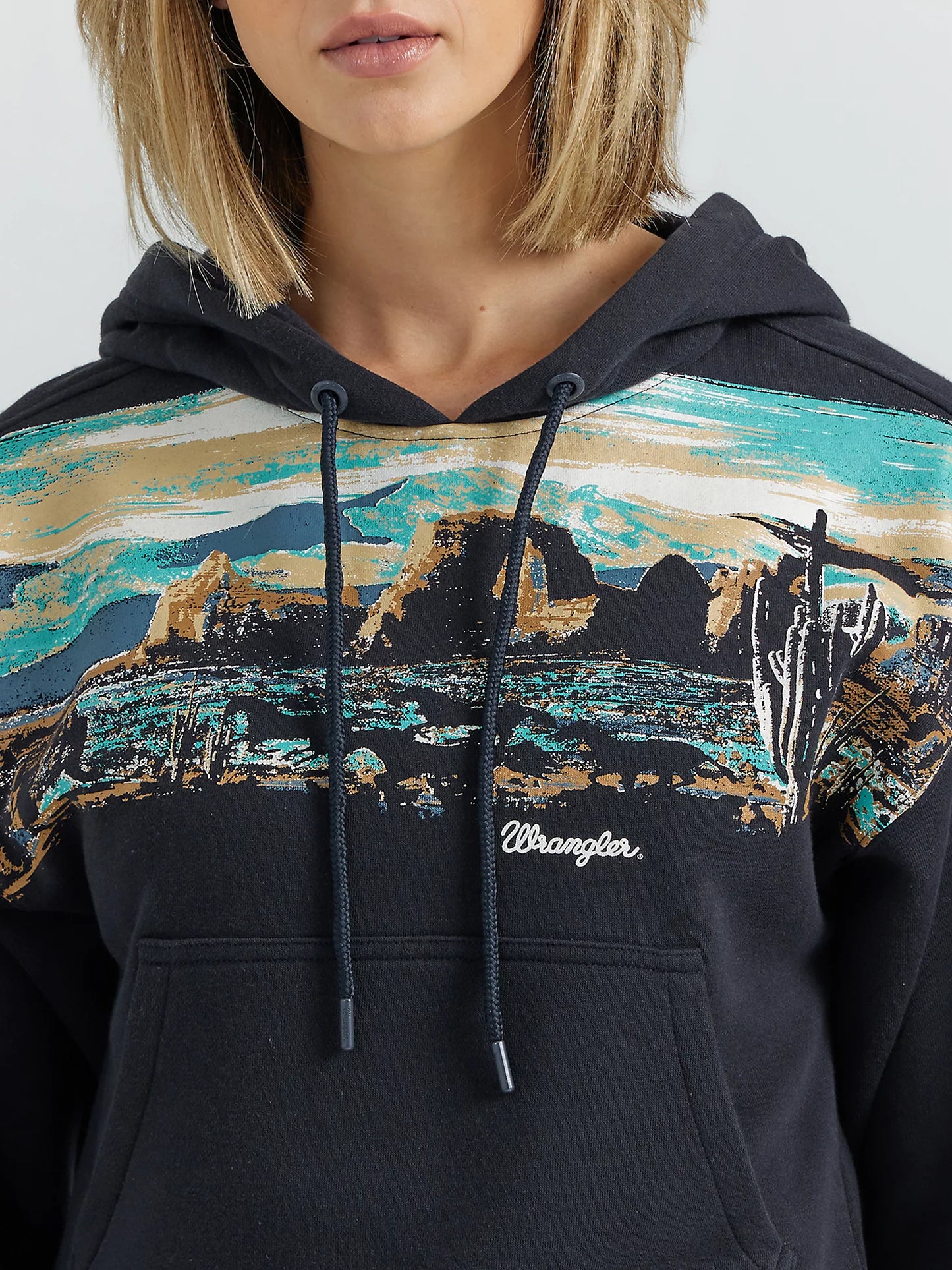 Wrangler Retro Americana Hoodie- Dark Navy Landscape