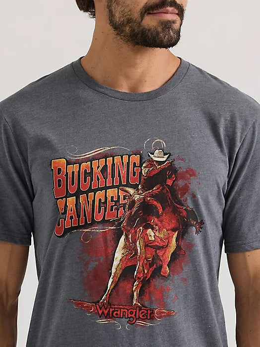 Men's Wrangler Bucking Cancer Graphic T-Shirt in Charcoal Heather