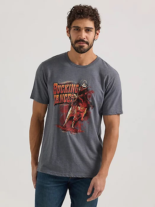 Men's Wrangler Bucking Cancer Graphic T-Shirt in Charcoal Heather