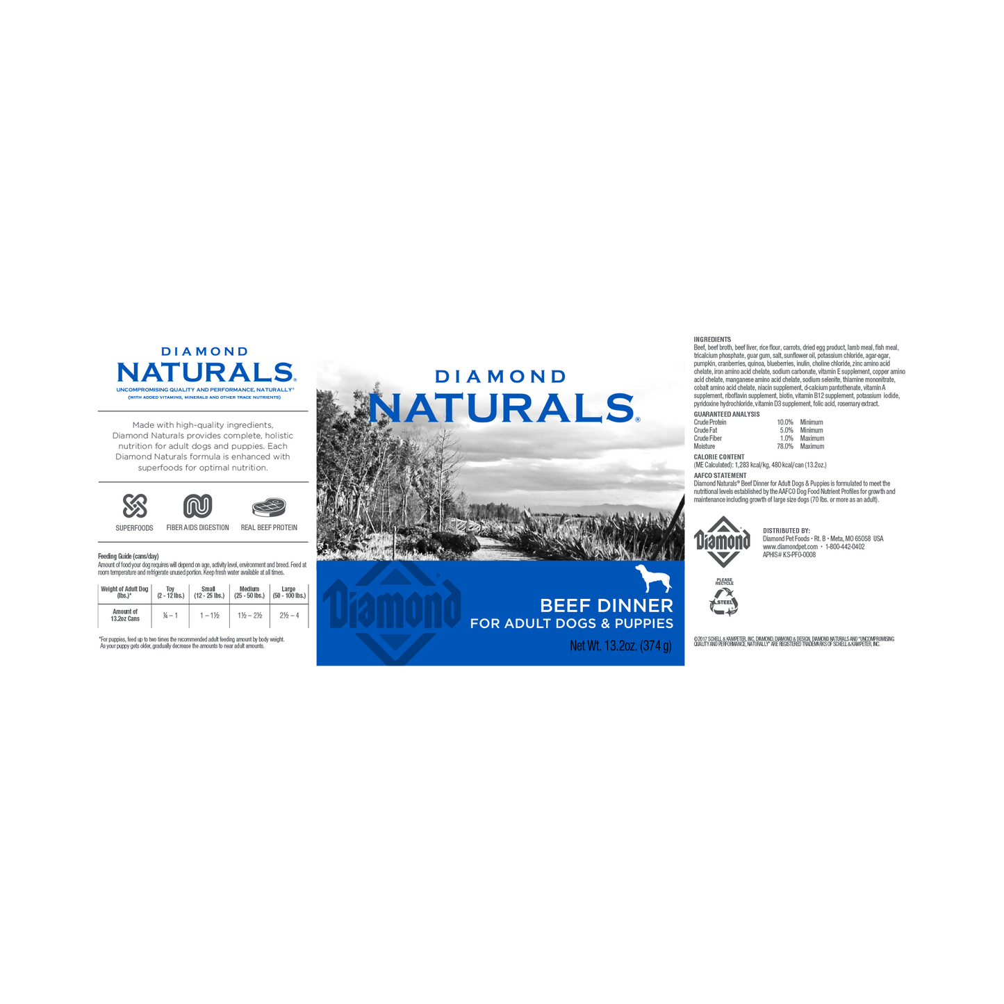 Diamond Naturals Beef Dinner Canned Dog Food- 13.2oz