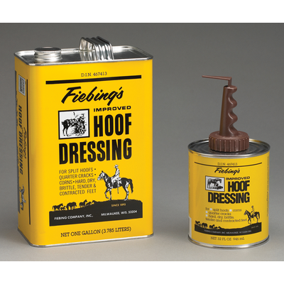 Fiebing's Improved Hoof Dressing with brush applicator, 32 oz and 1 gallon sizes