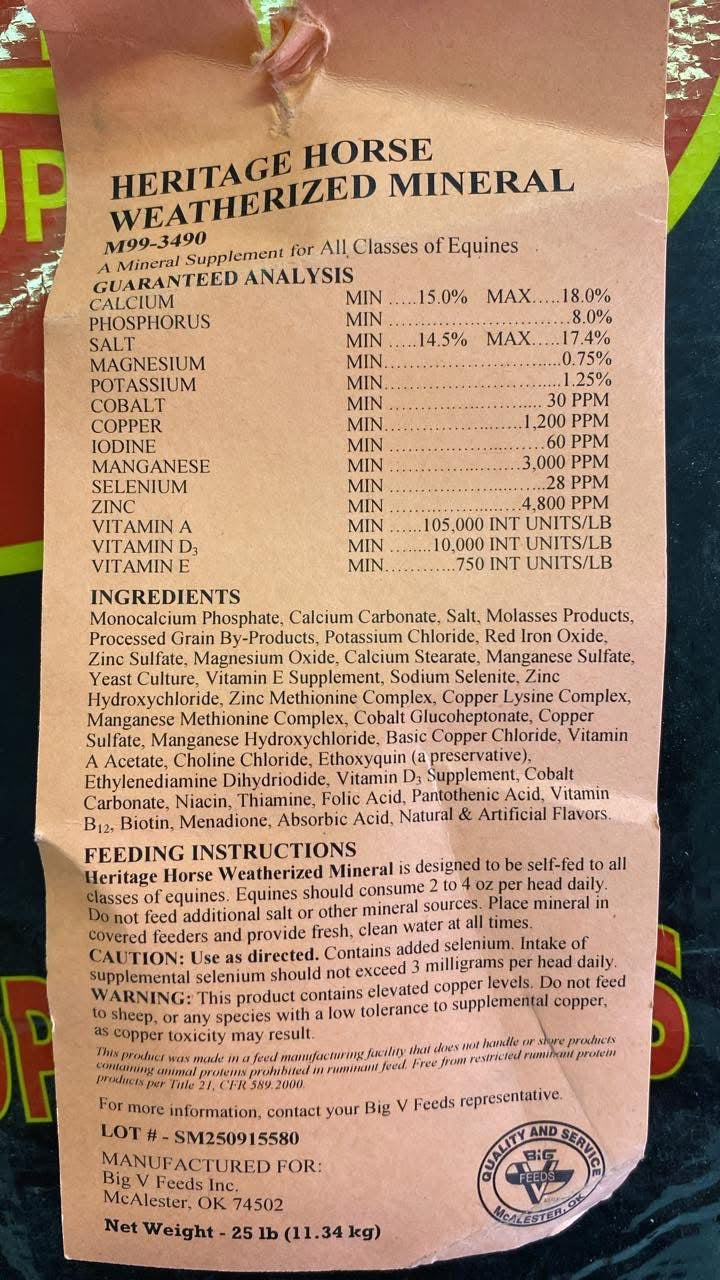 Heritage Horse Weatherized Mineral- 25lbs