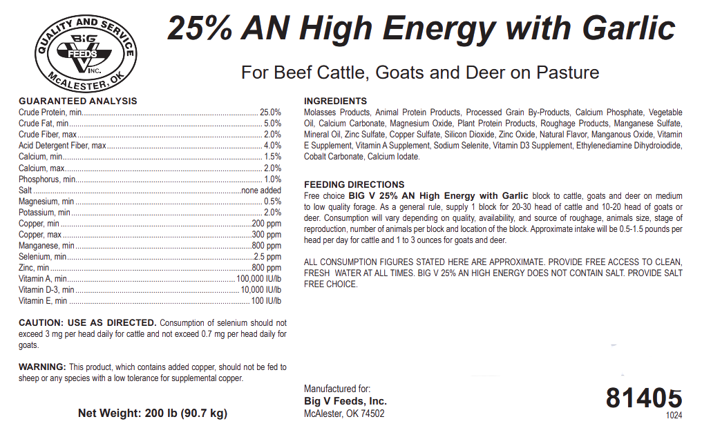 25% AN High Energy LMB w/Garlic- 200lbs tub