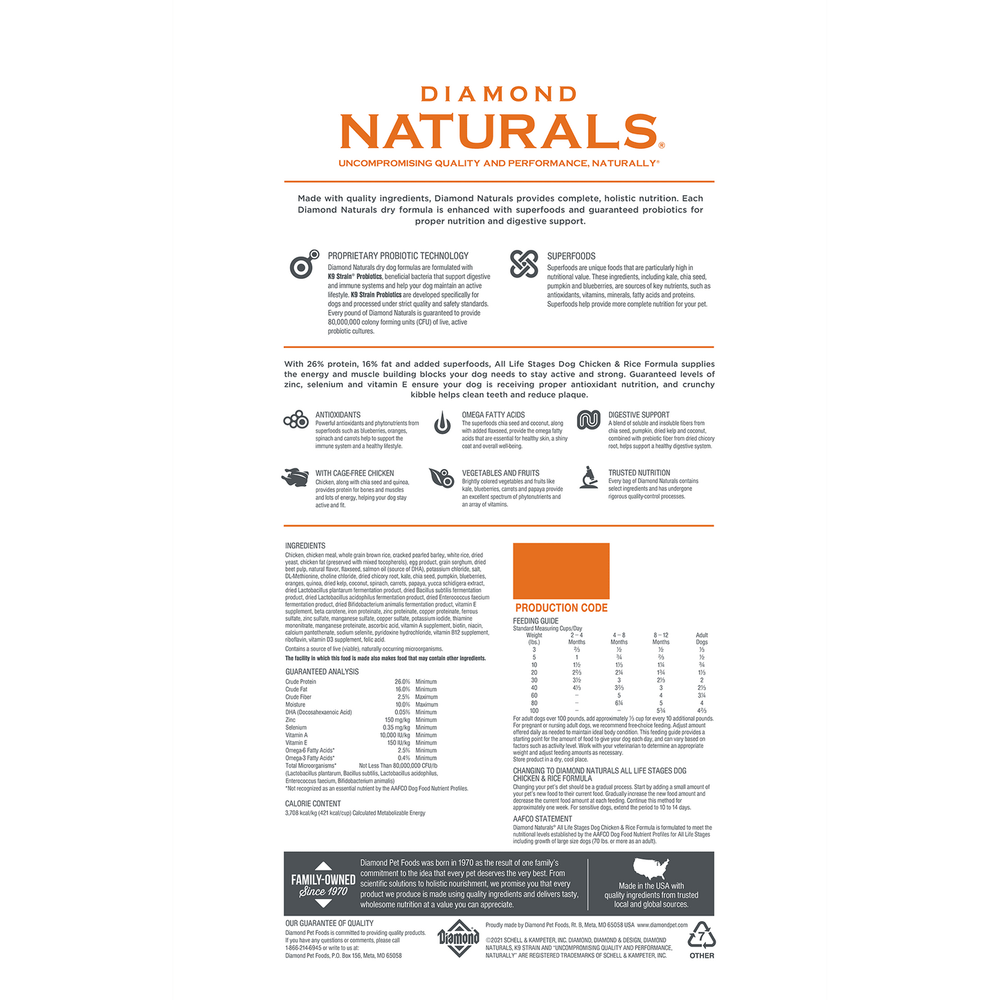 Diamond Naturals Dog Food- Chicken&RIce All Life Stages