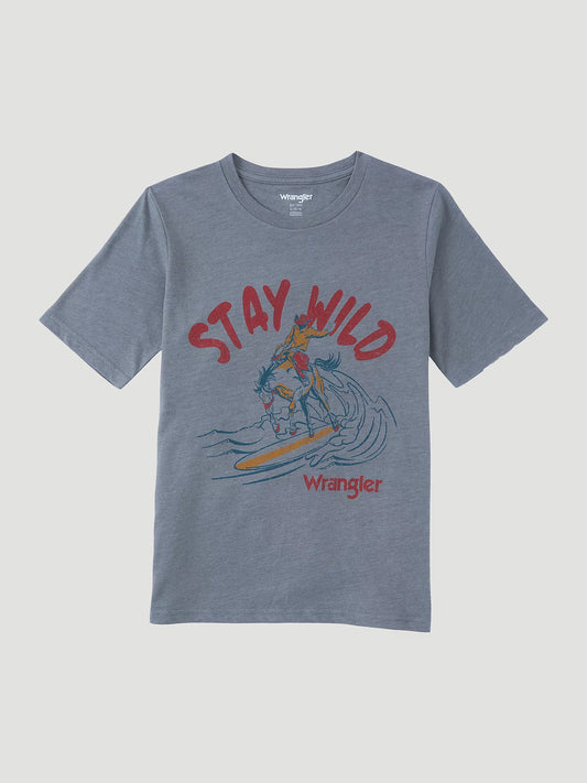 BOY'S WRANGLER STAY WILD GRAPHIC T-SHIRT IN GRAPHITE HEATHER