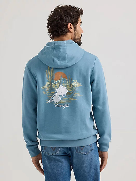 Wrangler® Pullover Hoodie- Desert Cacti- Medium Blue- Men