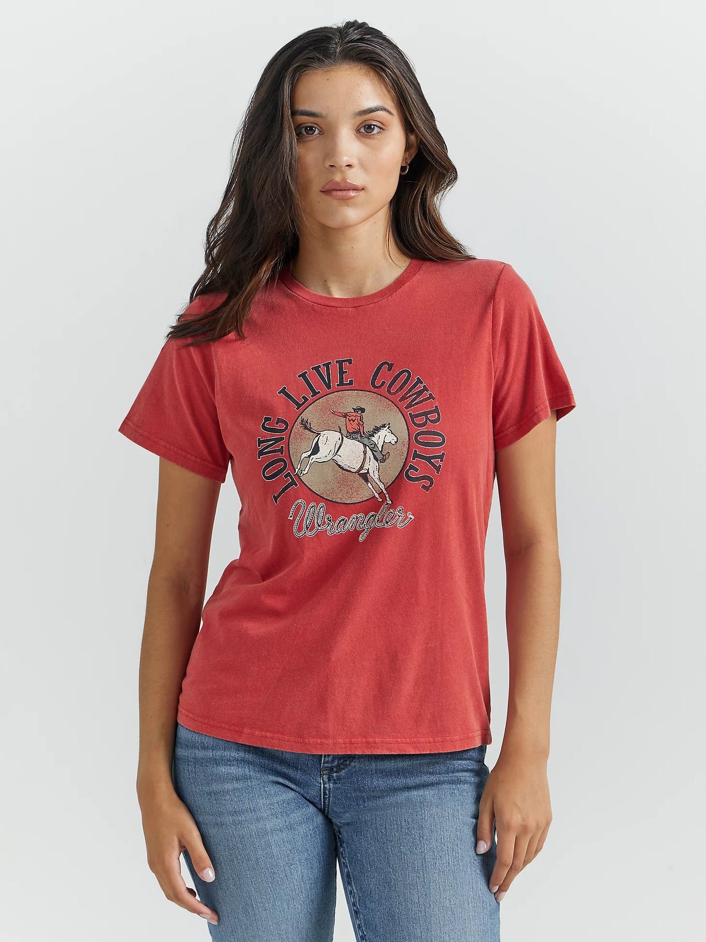 Women's Wrangler Long Live Cowboys® Reg Fit Tee in Salsa