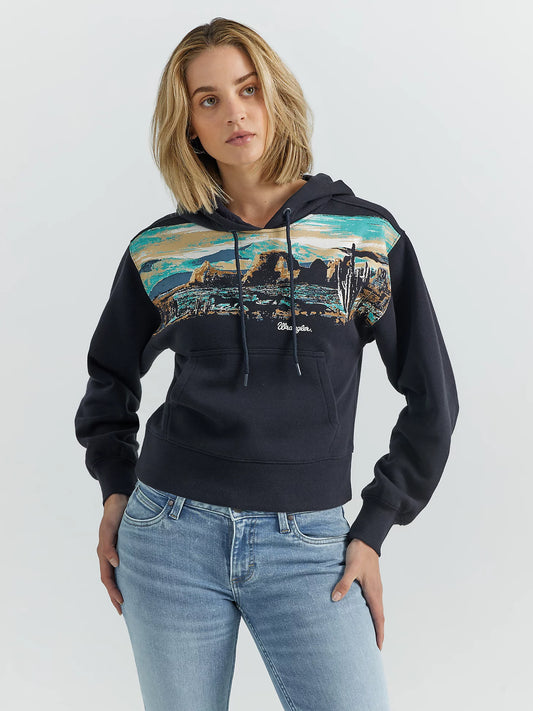 Wrangler Retro Americana Hoodie- Dark Navy Landscape