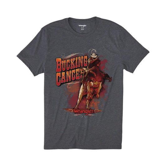 Men's Wrangler Bucking Cancer Graphic T-Shirt in Charcoal Heather