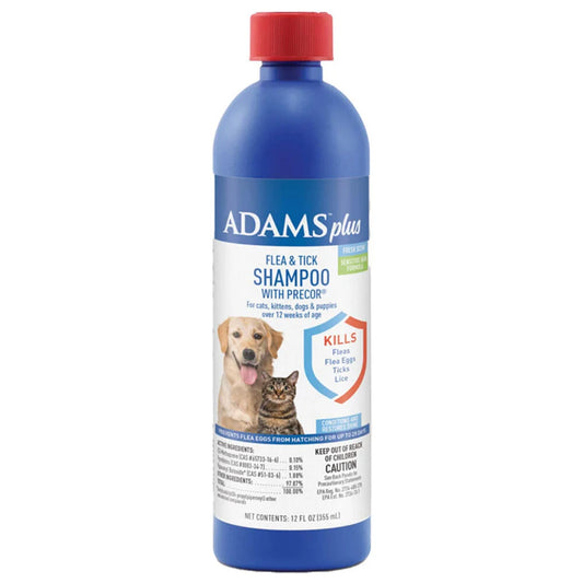 Adams Plus  Flea and Tick Shampoo with Precor- Sensitive Skin Flea Treatment, 12 oz