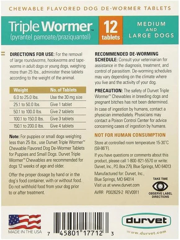 Durvet Triple Wormer Tablets