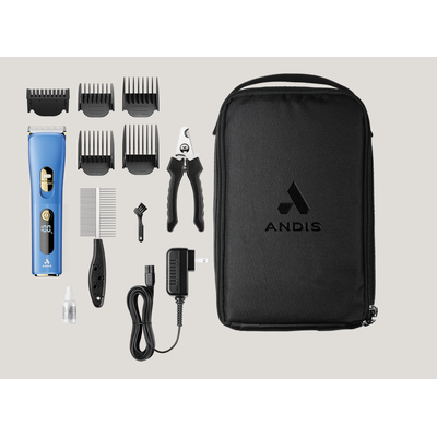 Andis enVision blue clipper 12-piece kit with storage case