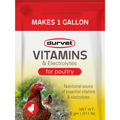 Durvet Vitamins & Electrolytes for Poultry Single Packets 5G Box of 40